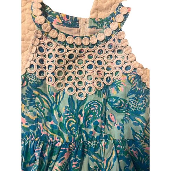 Lilly Pulitzer Kinley Dress Girls Size 3 Surf Blue Coral of the Story Excellent - Picture 6 of 8